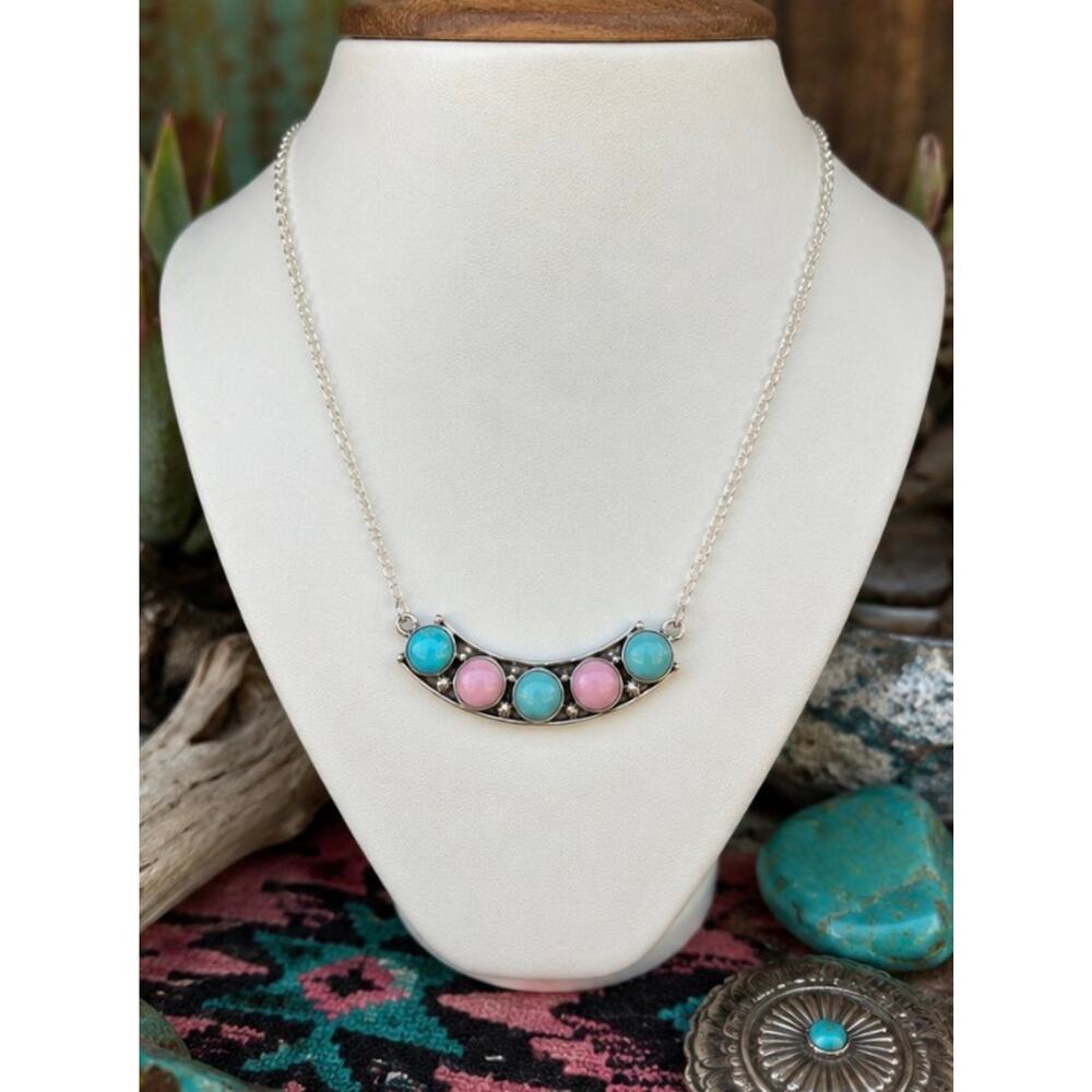 Copied - Pink Conch & Turquoise Multi Stones set in Sterling Silver